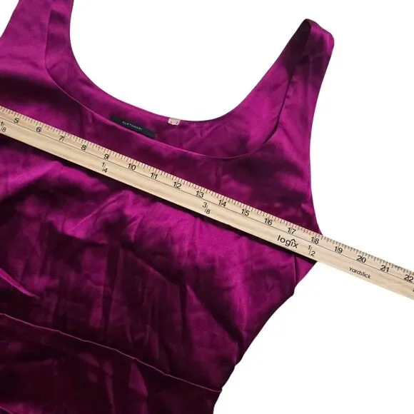 Elie Tahari Office Siren Silk Blend Tank Top Blouse S Magenta Purple Draped - Picture 12 of 13